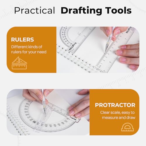 Nicpro 22 PCS Compass Geometry Tools with Case, Drafting Tool Geometry Set