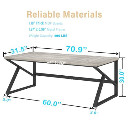 HSH 70 Inch Long Grey Desk, Large Home Office Computer Desk for 2 People - color: Light Grey Oak, size: 70 Inch