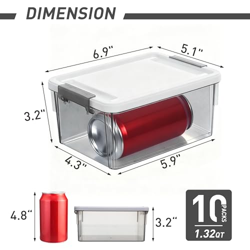Citylife 10Packs 1.3Qt Small Storage Bins with Lids,Stackable Clear - color: Clear Grey, size: 1.3 QT(10 Pack)