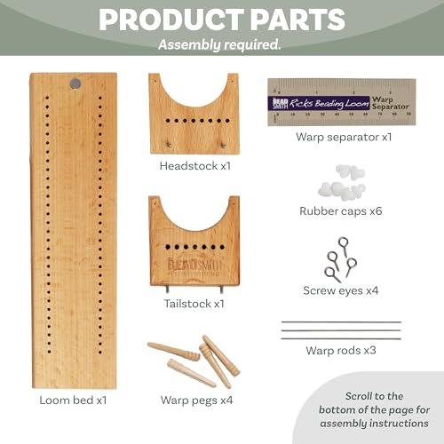 The Beadsmith Little Ricky Beading Loom, Two-Warp Loom, 9.25" L x 2.5" W x 2.875" H, Wooden, Illustrated Instructions Included, Easy Assembly, Use to Create Necklace and Bracelet Designs
