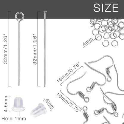 800PCs Fish Hooks & Pins, Earring Making Kit (Fish Hook Silver) - color: Fish Hook Silver (800pcs)
