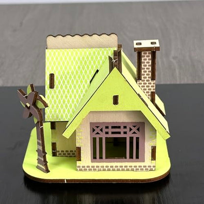 Log Cabin Mini House 3D Wooden Puzzle Model (Green Little House) - color: Green Little House