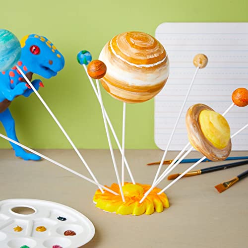12-Piece 3D Solar System Model Kit - 12 Pcs White Foam Balls & Dowels - DIY Solar System Project & Kids Toys - Foam Planets to Paint & Painting Kit for Science Coloring Fun for Kids