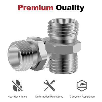 2pcs M12 to M12 Carbon Stee Fittings Adapters for Mini Excavator Adapting, Reducing Or Enlarging Connect Such Air Pipe, Fuel Pipe, Water Pipe, Etc Full Port Straight Pipe Fitting Connector - size: M12-M12
