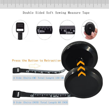 60 Inch Tape Measure Soft Measuring Tape for Body Fabric Sewing Tailor - color: Rose Red Black