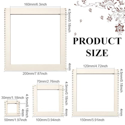 BENECREAT 4 Sizes Wooden Weaving Loom Kit, 2/4/5.9/7.8 inch Square DIY Weaving Loom DIY Weaving Art Tapestry Loom for Hanging Decor Woven Tapestry Knitted Crafts Making, 4.5mm Thick - size: 4 Sizes