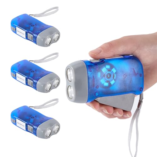 Evelots 4-Pack Hand Crank Flashlights for Emergencies, Double LED - size: Set of 4, style: Hand Crank