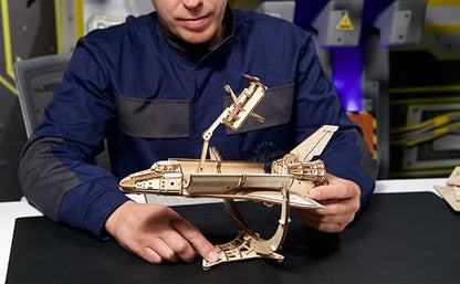 UGEARS NASA Space Shuttle Discovery - Wooden Models to Build for Adults - Space Shuttle Model Kit - Mechanical 3D Puzzle Wooden Model Kit for Adults - Spacecraft Model with Detailed Features