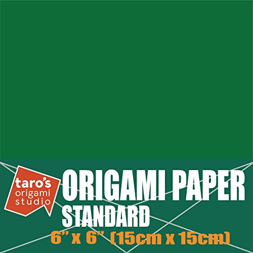 [Taro's Origami Studio] Standard 6 Inch One Sided Single Color (Dark Green) 50 Sheets (All Same Color) Square Easy Fold Premium Japanese Paper for Beginner (Made in Japan) - color: Dark Green