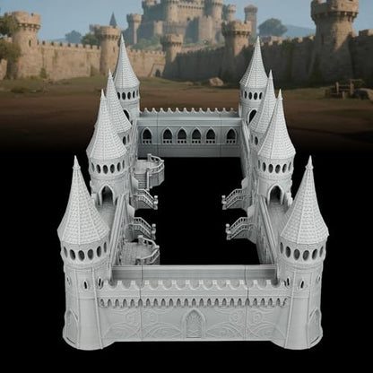 AUSPDICE TTRPG Scenery Modular Fortress, 25mm Dungeon Walls, Defense Towers - color: Af1104 a City Walls Set