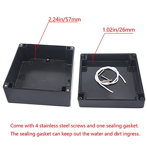 Junction Box IP65 Waterproof ABS Plastic Electrical Project Case Power Junction Boxes, Project Box with 4 PCS M16 Cable Glands 6.30x6.30x3.54 inch (160 x 160 x90 mm) - color: Black, size: 6.30"x6.30"x3.54"