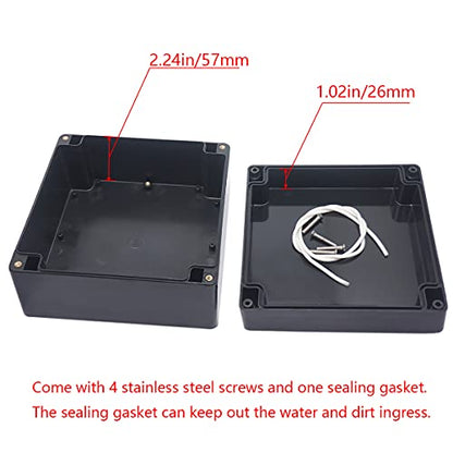 Junction Box IP65 Waterproof ABS Plastic Electrical Project Case Power Junction Boxes, Project Box with 4 PCS M16 Cable Glands 6.30x6.30x3.54 inch (160 x 160 x90 mm) - color: Black, size: 6.30"x6.30"x3.54"