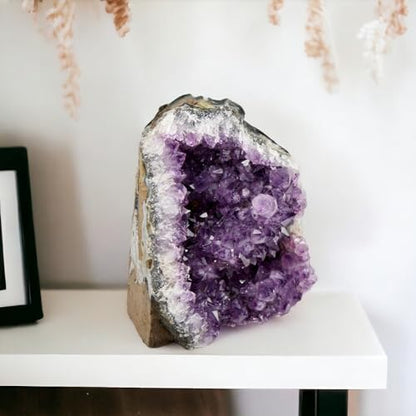 2 to 3 Lb Amethyst Crystal Geode From Uruguay – 4" to 7" Height, Natural Amethyst Cluster – Unique Decorative Crystal for Meditation and Wellness Spaces - style: 2 lb to 3 lb