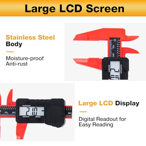 6" Electronic Digital Caliper with LCD Screen - color: Red