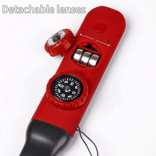 Multifunctional Survival Emergency Whistle for Kids with Compass Hiking Survival, Thermometer & Neck Lanyard | Emergency Safety Gear for Hiking, Camping, Kayaking, Boating, Climbing - color: Red