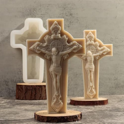 Candle Molds - Silicone Mold for Candles Making, DIY 3D Moulds for Soy Wax, Beeswax, Scented Candle, Valentine's Day Gifts (Crucifix) - color: Crucifix