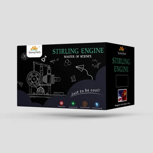 Sunnytech Hot Air Stirling Engine Motor Model Imagination Development Educational Toy Electricity Generator Colorful LED SC (SC02M)