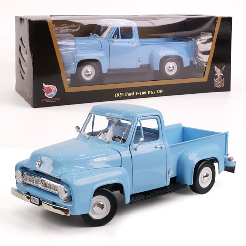 1953 Ford F-100 Pickup Truck 1/18 Scale Die-Cast Metal Model Alloy Collection Cars with Display Case, with Opening Doors, Best Gift for Men, Dad & 14+ Years - color: Light Sky Blue