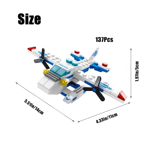 Sky Police Airplane Building Blocks Toy – 137 PCS STEM Construction Set, 7-in-1 Transformable Model Kit for Kids Ages 6-12, Creative Aircraft Toys for Boys & Girls (Police, Rescue, Fighter Jet) - color: Air Defense and Rescue