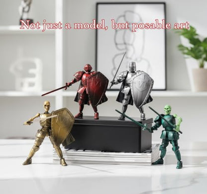 T13 Medieval Skeleton Knight Action Figure, DIY Model Kit (Red) - color: Red