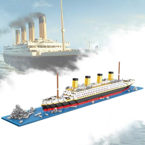 JXRLMB Titanic Ship Model Building Block Set for Adults Cruise Ship MIicro Blocks DIY Educational Toys for Kids Ages of 14+ 1872 Pieces - color: Titanic