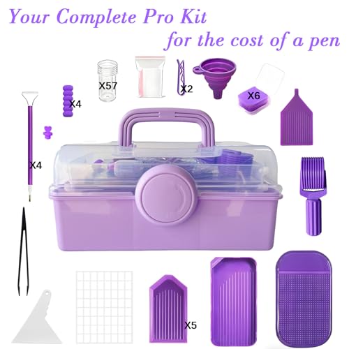 CXJINZE 115 Pcs Diamond Painting Tools Accessories Storage Kit, Purple - size: 115PCS