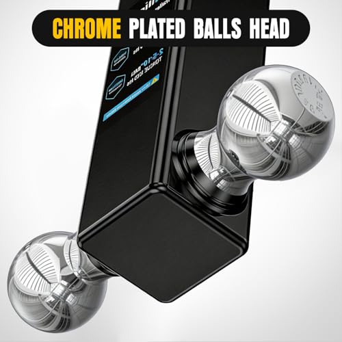 Nilight Multi-Ball Trailer Hitch Ball Mount, 2 & 2-5/16 Inch Balls, Dual Ball Mount fits 2-1/2-Inch Hitch Receiver, Chrome Plating - color: 2-1/2" hitch 2ball