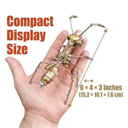 Steampunk Ant 3D Metal Puzzle Model Mechanical Kits 150+ Parts 2-3 Hours Build No Glue Assembly Cool Desk Decor Christmas & Birthday Gift for Adults Men(Ant) - style: Ant