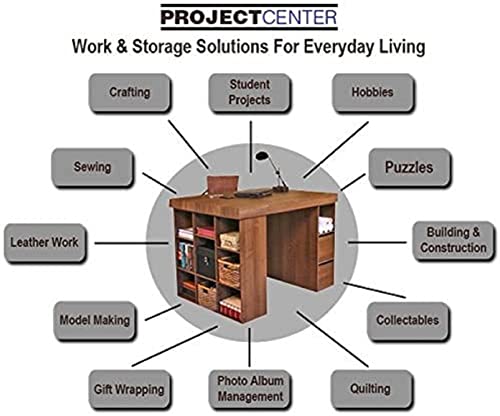 Project Center Desk with Bookcase and 3 Bin Cabinet-Black - color: Black