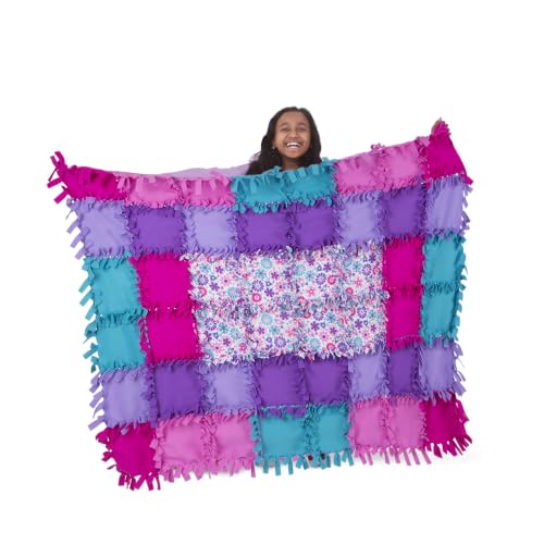 Melissa & Doug Created by Me! Flower Fleece Quilt No-Sew Craft Kit (48 squares, 4 feet x 5 feet)