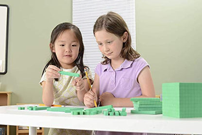 hand2mind Green Foam Base Ten Blocks, Rods Set, Place Value Blocks, Counting Cubes for Kids Math, Base 10 Math Manipulatives for Kids, Kindergarten Homeschool Supplies (Set of 50) - color: Green