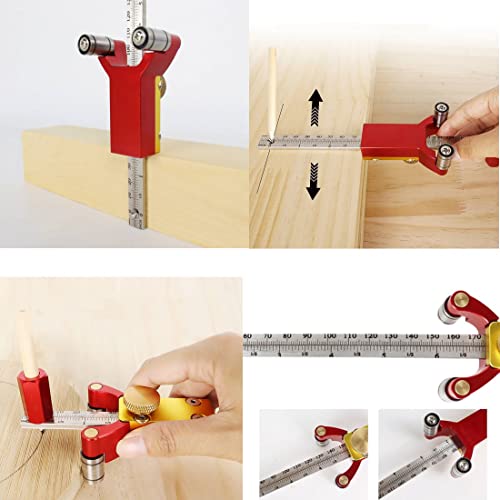 Latest Models Multifunctional scribing Ruler Parallel line Drawing Tool Gauge with Straight line arc Measurement DIY Woodworking scribing Tool