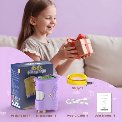 1000X Handheld Digital Microscope for Kids: Pocket Microscope with 2.0" IPS Screen - STEM Toys Birthday Gifts for Girls Boys - Portable Edu Science Kits Toddler Age 3-6 6-12 Purple - color: Purple