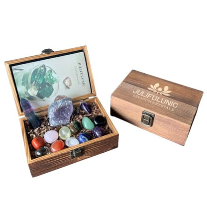 15PCS Natural Healing Crystals Set with Amethyst Gift Kit - color: Rainbow