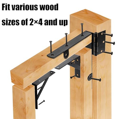 ZENFUN Anti Sag Gate Frame Kit, Gate Corner Bracket, Heavy Duty Brace Gate Hardware with Hinge and Gate, Wooden Fences-No Sag Gate Corner Brace Bracket for Doors, Corral Gates, Wood Windows