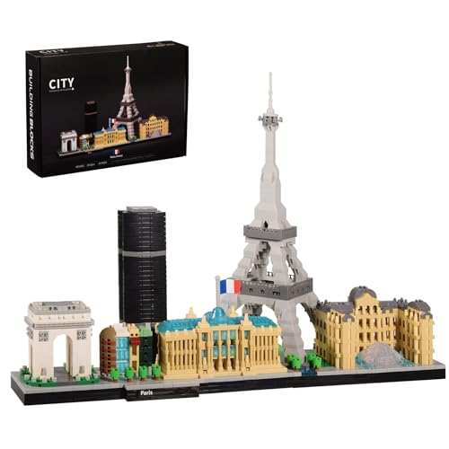 Paris Skyline Micro Building Blocks Set, Eiffel Tower & Louvre Model
