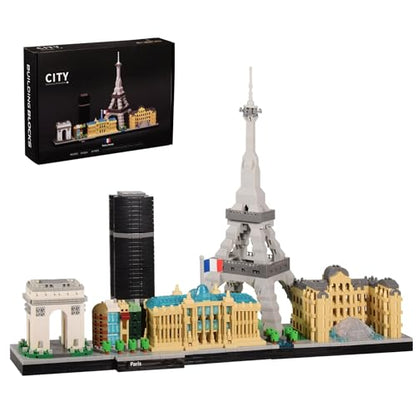 Paris Skyline Micro Building Blocks Set, Eiffel Tower & Louvre Model