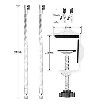 Toolour Helping Hands Soldering Third Hand Tool Tabletop Clamp Base with 2 Nickel Plated Flexible Arms and Rotatable Alligator Clips for Electronics Repair Assembly Jewelry DIY Arts Craft Hobby - style: D