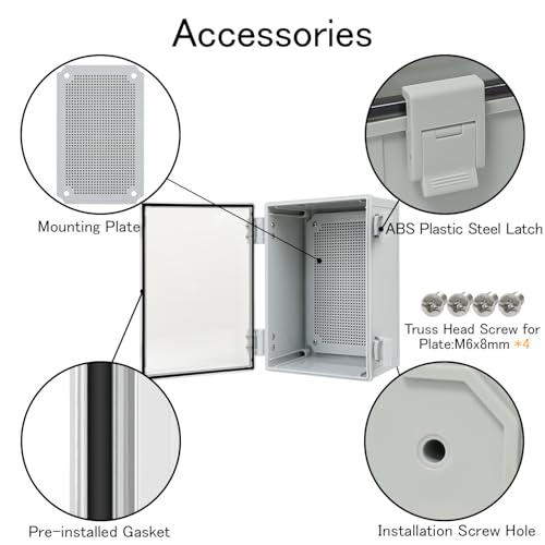 Junction Box IP65 Waterproof ABS Plastic Enclosure Hinged PC Clear Cover Electrical Project Box with Mounting Plate, Wall Brackets, Cable Glands 11.8"x 7.9" x 7.1" - color: Clear Cover, size: 11.8"x 7.9" x 7.1"