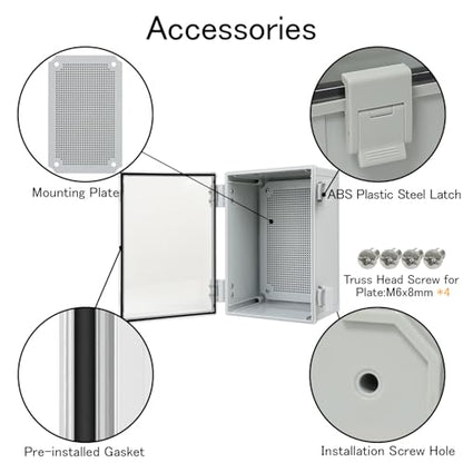 Junction Box IP65 Waterproof ABS Plastic Enclosure Hinged PC Clear Cover Electrical Project Box with Mounting Plate, Wall Brackets, Cable Glands 11.8"x 7.9" x 7.1" - color: Clear Cover, size: 11.8"x 7.9" x 7.1"