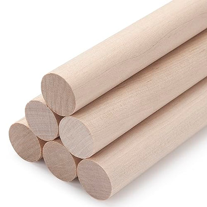 Wooden Dowel Rods Wood Dowels for Crafts, 6 PCS 1 x 15 Round Wooden Sticks for Crafts, Thick Macrame Dowels, Unfinished Hard Wood Sticks for Crafting, Arts and DIYers, Closets and Wedding - size: 1"×15"-6PCS