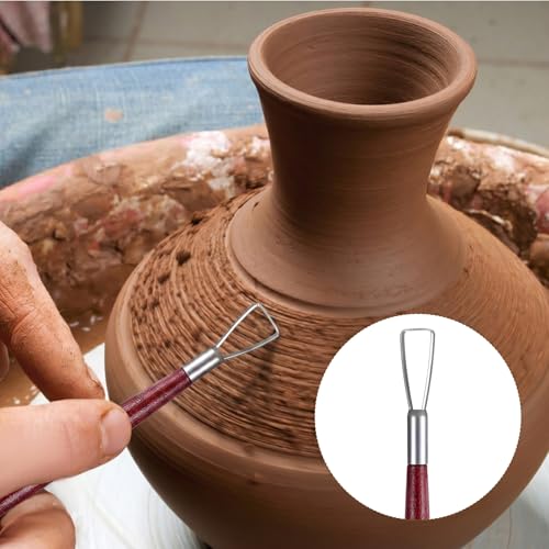 12 PCS Clay Carving Tools, Double-Sided Clay Sculpting Tools Wooden Handle Clays Wire Loop Sculpture Set Clays Pottery Sculpting Tool Set for Ceramic, Carving Modeling - color: Silver + Red