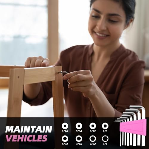 URASISTO 40-Piece Home Tool Kit with Easy Carrying Box, Small Basic Hand Tool Set Perfect for DIY Building, Home Maintenance and Woodworking, Great for College Students - PINK - color: Pink
