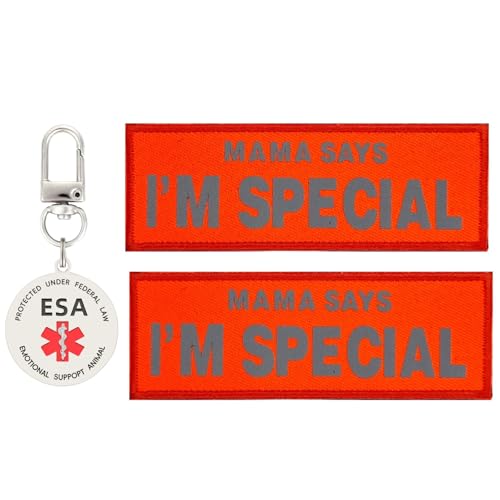 I'm Special Patches 2 pcs, ESA ID Tag Easily Attach to Dog Collar, Harness (Orange) - color: I'm Special