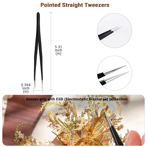DIY Model Tools Kit 6Pcs Hobby Building Tools kit Plier Sets with Needle-Nose Pliers,Wire Cutters/side pliers,adhesive,3 tweezers for Model Building Repairing and Fixing DIY Craft Kit with Plastic Box