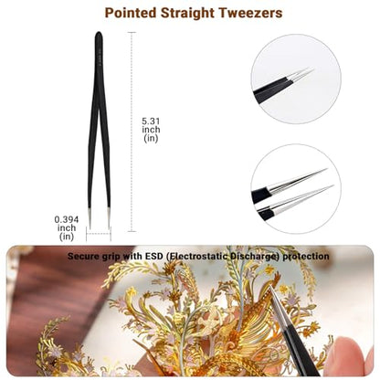 DIY Model Tools Kit 6Pcs Hobby Building Tools kit Plier Sets with Needle-Nose Pliers,Wire Cutters/side pliers,adhesive,3 tweezers for Model Building Repairing and Fixing DIY Craft Kit with Plastic Box