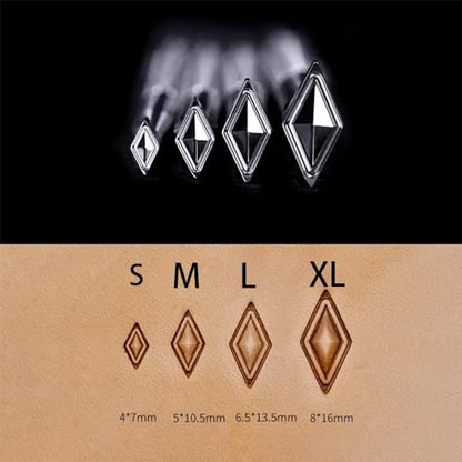 Leather Diamond Stamps Stamping Tools 3D Geometric Pattern Leathercraft Carving Working Tools 304 Stainless Steel Stamp Set (4pcs(S+M+L+XL))