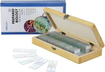 AmScope PS50 Prepared Microscope Slide Set, 50 Slides - style: PS50