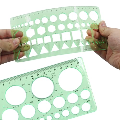 Circle Template, Clear Green Plastic, Style1, 2 PCS - style: Style1,2Pcs
