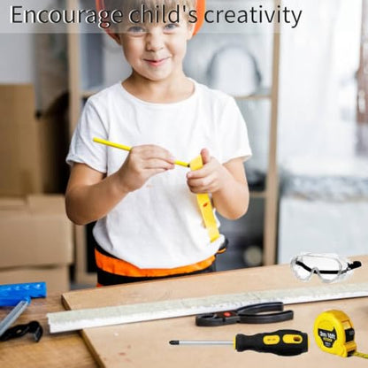 Kids Real Tool Starter Kit, Construction Toys With Tool Bag, Belt, Hammer, Safety Goggles, Pliers, Wrench - DIY Set for Boys & Girls Beginner Learning Gift, 12-Piece - size: 11 Pieces